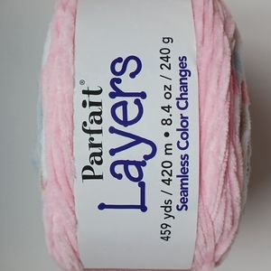 3-color cake-style ball of chenille yarn